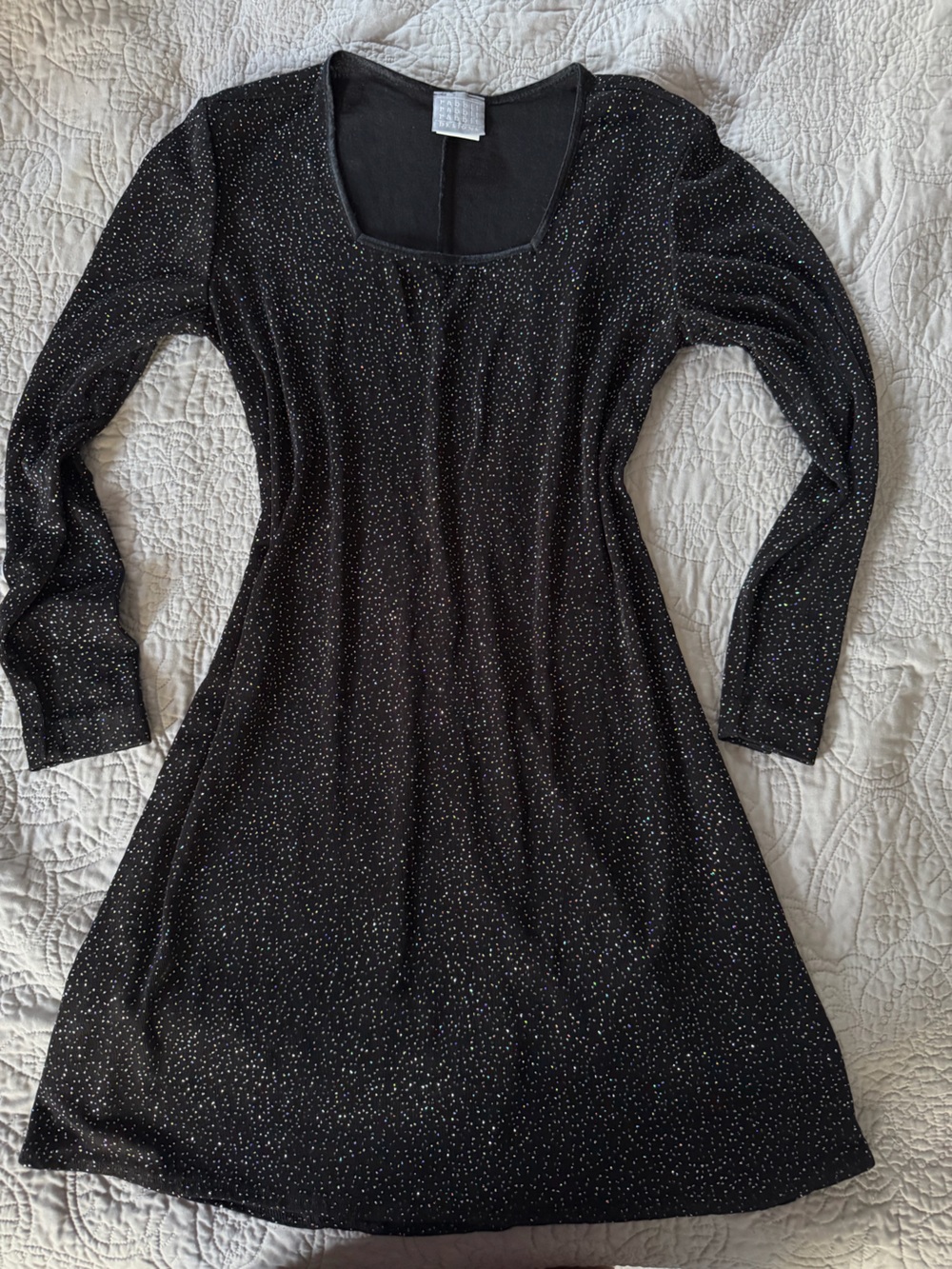 Rabbit Black Sparkle Long-Sleeve A-Line Dress